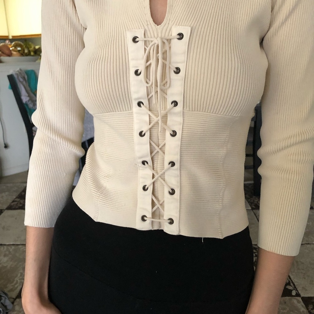 Ribbed lace up top - Picture 9 of 9